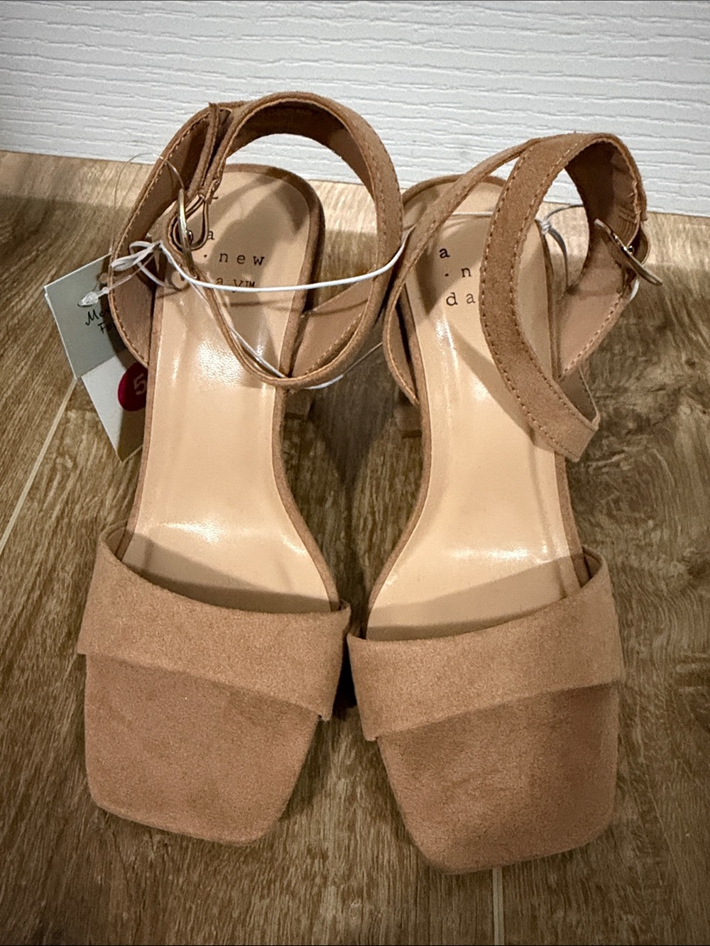 a new day Tan Suede Block Heel Sandals